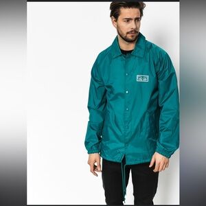 Obey men’s eyes coaches jacket in teal size small